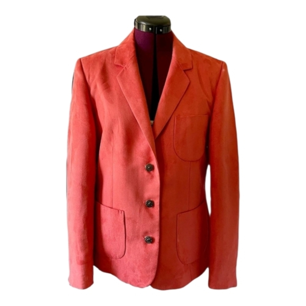 Pierre Cardin Burnt orange VEGAN SUEDE Career Academia jacket blazer‎ Size 10
